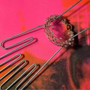 Copper wire and Purple Beaded Bracelet